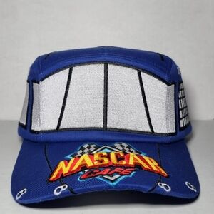 Vintage 90s Blue Nascar Cafe Racing Hat Cap Snapback All Embroidered 🔥